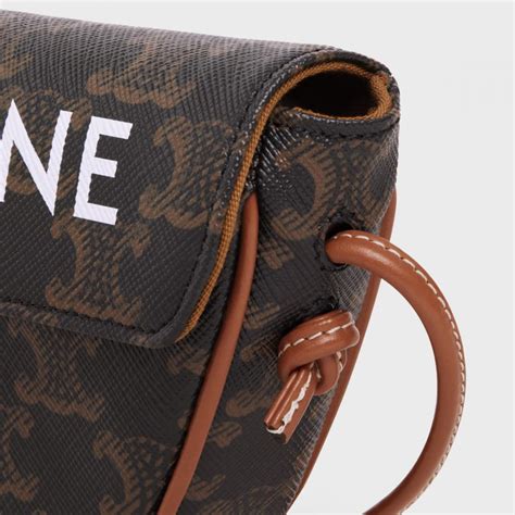 mini triangle in triomphe canvas with celine print tan